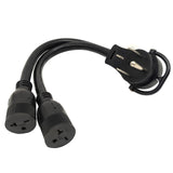 Parkworld 62596 4-Prong RV Splitter, NEMA 14-50P to 6-20R (T-Blade Also for 6-15R) Dual Outlet (3 Feet)