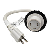 Parkworld 691968 Shore Power Adapter Cord Household 15A Male 5-15P to L5-30R RV/Camper/Marine 30A Female with Locking Ring