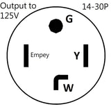 Parkworld 61209 Adapter Cord NEMA 14-30P to 5-20R (T-Blade Also to 5-15R), 20A 1FT