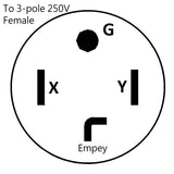 Parkworld 61209 Adapter Cord NEMA 14-30P to 5-20R (T-Blade Also to 5-15R), 20A 1FT