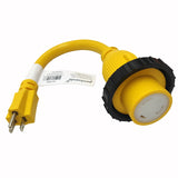 Parkworld 691968 Shore Power Adapter Cord Household 15A Male 5-15P to L5-30R RV/Camper/Marine 30A Female with Locking Ring