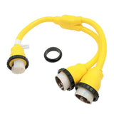Parkworld 60257 Marine Shore Power 50 AMP Splitter. NEMA (2) SS1-50P Male 125V Plugs Combiner to (1) SS2-50R Female 250V Connector