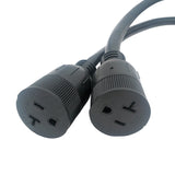 Parkworld 60738 Generator Splitter 30 AMP Y Adapter 4-Prong Locking L14-30R Female to (2) 5-20R Female (T-Blade Also for Household Regular 15 AMP 5-15 Receptacle)