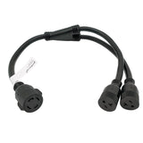 Parkworld 60738 Generator Splitter 30 AMP Y Adapter 4-Prong Locking L14-30R Female to (2) 5-20R Female (T-Blade Also for Household Regular 15 AMP 5-15 Receptacle)