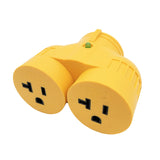 Parkworld 60875 Generator Adapter 4 Prong 30A Twist Lock L14-30 Plug to 20A (2) 5-20 (T-Blade 5-15) Receptacle