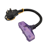 Parkworld 61193 RV Splitter Adapter Cord TT-30P to TT-30R 30A 125V & Household Tri Outlet (3) 5-15R 15A 125V 1.5 Feet