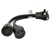 Parkworld 61490 V Splitter Cord 14-50P to (2) L14-30R, RV 50 AMP 4-Prong 14-50 Male Plug to NEMA (2) L14-30 Female Twist Lock Receptacle 125V / 250V 1.5FT