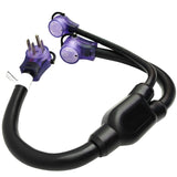 Parkworld 62800 RV 50 AMP Splitter Adapter 14-50P Male Plug to 14-50R and TT-30R Female Connector 3FT