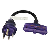 Parkworld 63487 RV 50 amp to 110v Adapter Cord, NEMA 14-50P Straight Male to (3) 5-15R Household Tri Outlet Female with Lighted 1.5FT