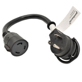Parkworld 62084 Splitter Adapter Cord, RV 30A Plug TT-30P to TT-30R Female & L5-30R Generator 30A 125V Female, 1.5 Feet