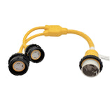 Parkworld 62169 Splitter Marine Shore Power Y Adapter 50A 125V Plug SS1-50P to L5-30R Female Dual 30A 120V connectors
