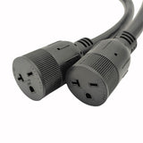 Parkworld 62589 3-Prong Range Splitter Cord, NEMA 10-50P to 6-20R (T-Blade Also for 6-15R) Dual Outlet (3 Feet)