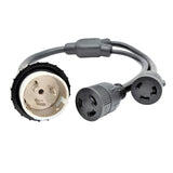 Parkworld 62626 Splitter Marine Shore Power Y Adapter, Generator SS2-50P Male 50A Plug to (2) L6-30R Female Dual 30A 250V Receptacle