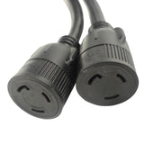 Parkworld 63234 NEMA 14-50P to L5-30R Dual Socket Splitter Cord, RV 50 AMP 4-Prong 14-50 Male Plug to NEMA (2) L5-30 Female twist lock Receptacle 125V 18 inches