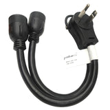 Parkworld 63234 NEMA 14-50P to L5-30R Dual Socket Splitter Cord, RV 50 AMP 4-Prong 14-50 Male Plug to NEMA (2) L5-30 Female twist lock Receptacle 125V 18 inches