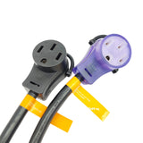 Parkworld 63791 RV 30A Male Plug Splitter to 50A RV and EV, NEMA TT-30P to 14-50R Outlet for RV and 14-50R Receptacle for EV (3FT)