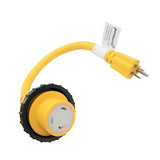Parkworld 691968 Shore Power Adapter Cord Household 15A Male 5-15P to L5-30R RV/Camper/Marine 30A Female with Locking Ring