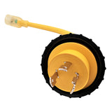 Parkworld 691975D RV Pigtail, Shore Power 30A Male L5-30P to 5-20R T-Blade Female, Dogbone Adapter Power Cord, Twist Lock L5-30 Plug to 5-15 Receptacle with Lighted (1.5FT)
