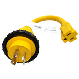 Parkworld 691975 RV Pigtail Shore Power 30A Male L5-30P to 5-15R Female 15A Dogbone Adapter Power Cord Twist Lock L5-30P Male to 5-15R Female