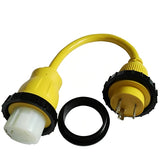 Parkworld 692002 Shore Power Adapter Cord RV 30A L5-30P Male to Marine 50A SS2-50R Female (Two hots bridged)