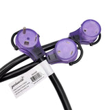 Parkworld 692088 RV 30 AMP Splitter, TT-30P to (2) TT-30R (Black with neon-Light in Ends) Y Adapter Cord, 3FT
