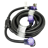 Parkworld 692095A RV 50 AMP Splitter Extension Adapter 14-50P Male Plug to Dual 14-50R Female Connector, 25FT to One of 50A 14-50 Outlet