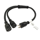 Parkworld 885187 Splitter L6-20 Plug to (2) L6-20 Receptacle, L6 Twist Lock 3-Prong 20 AMP Y Adapter Cord