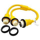 Parkworld 885804 Splitter Marine Shore Power SS2-50P Male Plug to (2) SS1-50R Female Receptacle, (1) 250V to (2) 125V Y Adatper Cord