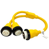 Parkworld 885804 Splitter Marine Shore Power SS2-50P Male Plug to (2) SS1-50R Female Receptacle, (1) 250V to (2) 125V Y Adatper Cord