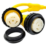 Parkworld 885804 Splitter Marine Shore Power SS2-50P Male Plug to (2) SS1-50R Female Receptacle, (1) 250V to (2) 125V Y Adatper Cord