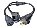 Parkworld 885873 Splitter L14-30P Male to TT-30R & Generator 5-20R (Household 5-15R) Female, Generator Y Adapter Cord 4-Prong 30 AMP Locking Plug to RV & Regular Receptacle