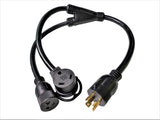 Parkworld 886016 Splitter 3-Prong 30 AMP Locking L5-30P Male to RV TT-30R + Generator 5-20R (Household 5-15R) Female, Generator Y Adapter Cord