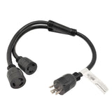 Parkworld 886160 Splitter, 30 AMP Y Adapter Cord 3-Prong Twist Lock L6-30 Male Plug to (2) L6-30 Female Dual Receptacle