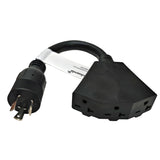 Parkworld 65498 NEMA L6-20P to 6-20R (T-Blade 6-15R) Tri-outlets 1FT
