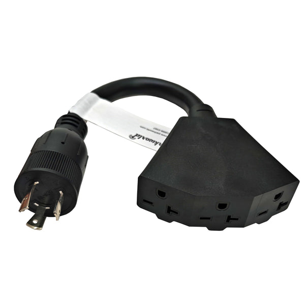 Parkworld 65498 NEMA L6-20P to 6-20R (T-Blade 6-15R) Tri-outlets 1FT