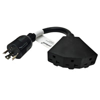 Parkworld 65504 NEMA L6-30P to 6-20R (T-Blade 6-15R) Tri-outlets 1FT
