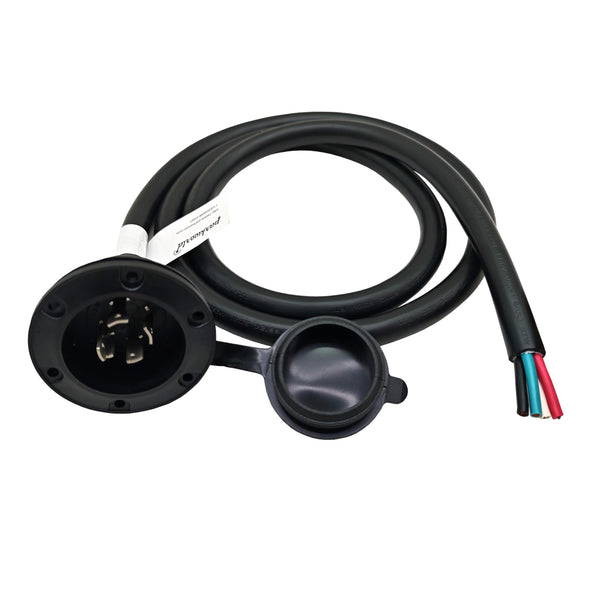 Parkworld 79735 NEMA L15-30 Port Plug Assembly Power Inlet NEMA L15-30P Molded with 10AWG Power Cord 6FT