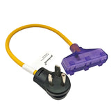 Parkworld 62336 AC Power Adapter Cord NEMA 5-50P Male to (3) 5-15R Tri Outlet Household 15 AMP Female x3, 125 Volt, 2FT