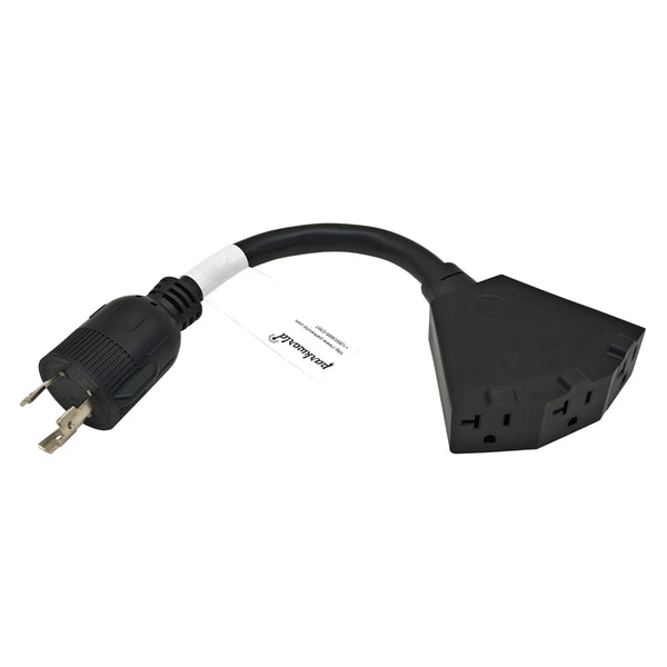 Parkworld 65573 NEMA L5-30 Male Plug split to (3)5-20 Female Receptacle, Generator Locking 3-Prong 30 AMP 125 Splitter Adapter Cord 1.5FT (Copy)