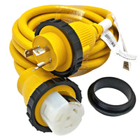 Parkworld 692002 Shore Power Adapter Cord RV 30A L5-30P Male to Marine 50A SS2-50R Female (Two hots bridged)