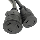 Parkworld 63876 NEMA 14-50P to L5-30R Dual Socket Splitter Cord, RV 50 AMP 4-Prong 14-50 Male Plug to NEMA (2) L5-30 Female Twist Lock Receptacle 125V 1.5FT