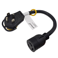 Parkworld 79452 Dryer Piggy-Back Adapter Splitter Cord NEMA 14-30P to 14-30R 30A 125V/250V & L6-30R 30A 250V 1.5 Feet