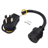 Parkworld 79469 Dryer Piggy-Back Adapter Splitter Cord NEMA 14-30P to 14-30R 30A 125V/250V & L5-30R 30A 125V 1.5 Feet