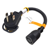 Parkworld 79421 Dryer Piggy-Back Adapter Splitter Cord NEMA 14-30P to 14-30R 30A 125V/250V & L14-20R 20A 125V/250V 1.5 Feet