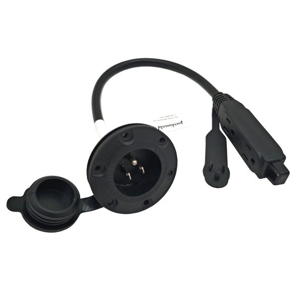 Parkworld 79568 NEMA 5-15 Port Plug Assembly Power Inlet, NEMA 5-15P to 5-15R Tri-outlets 1.5FT