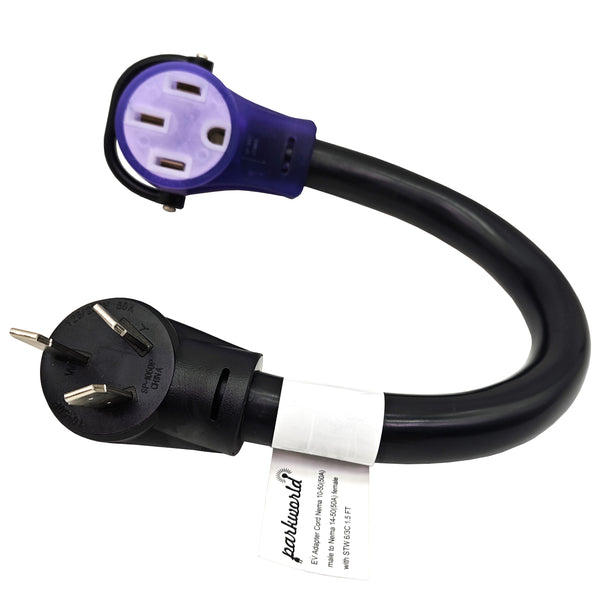 Parkworld 885484 EV adapter cord NEMA 10-50P to 14-50R 10AWG/3C,30A (ONLY for Tesla UMC or Other EV Charging, NOT for RV)