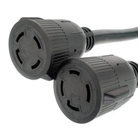 Parkworld 60462 Splitter L14-30P Male to (2) L14-30R Female, Locking 4-Prong 30 AMP Y Adapter Cord