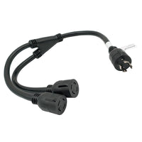 Parkworld 60462 Splitter L14-30P Male to (2) L14-30R Female, Locking 4-Prong 30 AMP Y Adapter Cord