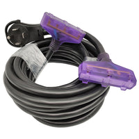 Parkworld 61940 RV Adapter Cord, Welder 60A Male with Handle 14-60P to (6) 5-15R Female with Lighted (1FT & 25FT)