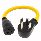 Parkworld 61209Y Adapter Cord NEMA 14-30P to 5-20R (T-Blade Also to 5-15R), 20amp 18 inch (Output 250V for EV)